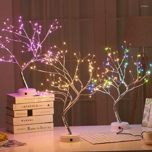 Lâmpadas de mesa 108 LED USB Lâmpada de cobre Fio de Natal Fire Tree Night Light para sala de estar de decoração de desktop em casa