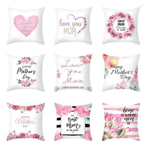 Pillow Cover Mother's Day Printted Peach Skin Fabric Serging Square 45 Throw Case Sofa Home Decorative