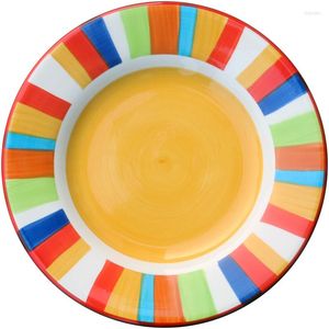 Plates Creative Hand Painting Color Plate Household Ceramic Dish Art Deco Steak Large Western Dinner