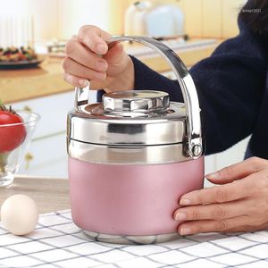 Dinnerware Sets 304 Grade Stainless Steel Lunch Box Container With Handle Heat Portable Bento Thermal Big Capacity Insulation Bowl
