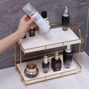 Storage Boxes Iron Makeup Organizer Bathroom Corner Shelf Cosmetics Organizers Rack Golden Decoration Accessories