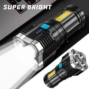 Lanternas tochas 2023 Mini lâmpada portátil de estilo 4LED com 1200mA 18650 Battery Batter