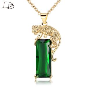 Collane a ciondolo dodo Super Fashion Leopard per donne Long Strip Green Crystal Collana Crystal Gioritti a catena Golden Link N348