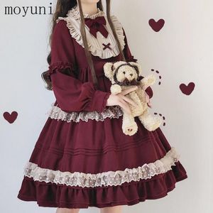 Vestidos casuais estilo japonês manga longa op lolita feminino 2023 primavera e verão de comprimento diário de comprimento