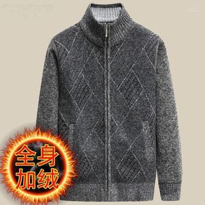 Men's Sweaters Middle-aged And Elderly Dad Plus Velvet Thickened Sweater Cardigan 50-year-old 60-year-old Grandfather Winter Warm Coat