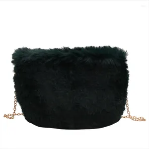 Duffel Bags 2023 Young Girls Teenager Women Ladies Crossbody Coin Bag Chain Handbag Fuzzy Fall Winter Purse