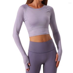 Aktywne koszule Yoga Fitness Sport Gym Tight Shirt Kobiety trening sportowy z długim rękawem