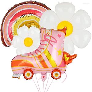Party Decoratie Daisy Ballon Pink Roller Skate Ballonnen Boho Rainbow Baby Shower Meisjes Skating Birthday Decor Supplies