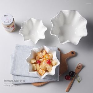 Bowls 3pcs Set White Embossed Porcelain Dinner Serving Bowl Ceramic Creative Cereal Cute Star Snack Christmas