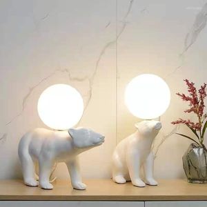 Lampy stołowe Nowoczesne i wykwintne lampa niedźwiedzia polarnego Nordic Minimalistyczna dioda LED do sypialni łóżka Kreatywna dekoracja zwierząt