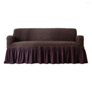 Stol täcker lyx soffa täcker 3D choklad slipcover Universal Furniture Protector Elastic Couch med elegant kjol Brown