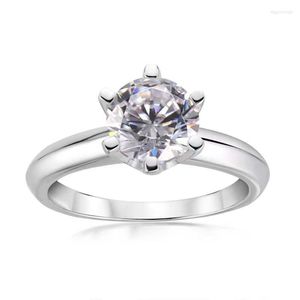 Ringos de cluster Trendy 925 Sterling Silver 1 Sona Diamond Noivage Ring for Women Fine Jewelry White Gold Bated 6 Pong Wedding