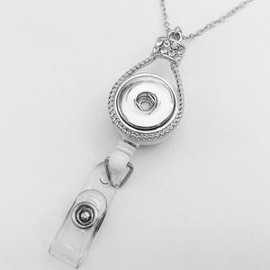Collane con ciondolo Badge Reel ID Holder Love Round Retrattile Intercambiabile Snap On Jewelry Fit 18mm 20mm Snaps N538 BOBOSGIRLPendente
