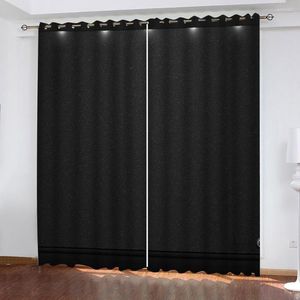 Curtain Luxury Blackout 3D Window Black Solid Color Curtains For Living Room Bedroom Customized Size