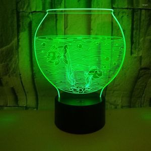 Lampy stołowe Fishbowl 7 kolor 3D Mały kontakt z prezentem na nocną lampę atmosfery biurko Atmosfera