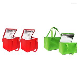 Set di stoviglie 4 pezzi Borsa termica grande pieghevole Scatola termica per torta isolata in alluminio verde rosso