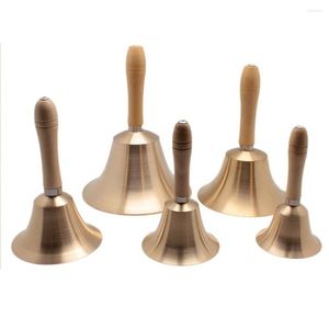 Christmas Decorations 8 / 9.5CM Copper Bells Wooden Handle Bell For Noble Reception Dinner Shop El Church Hand Rattle School Handbel