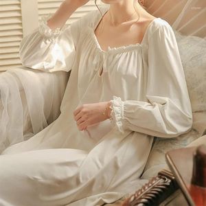 Women's Sleepwear Casual Home Clothing French Court Style Nightgown Satin Lace Nightdress For Women Sexy Square Collar Intimate Lingerie