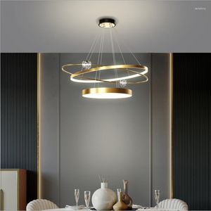 Chandeliers Dining Room Lamp Modern Minimalist Creative Personality Ring Chandelier Light Luxury Nordic Bar Counter LED T