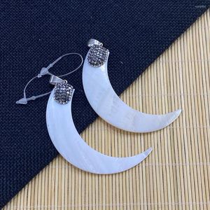 Ciondoli Conchiglia d'acqua dolce naturale Diamante appiccicoso a forma di luna Collana con ciondolo squisito e bracciale per creazione di gioielli fai-da-te Dimensioni 30x65mm