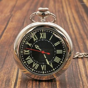 Pocket Watches Open Face Romerska siffror Display Vintage Quartz Watch Silver/ Gold Steampunk Necklace Pendant Clock Fob tröja kedja