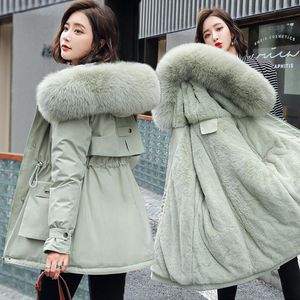 Women's Trench Coats Winter Jacket Warm Fur Collar Thick Overcoat Fashion Long Hooded Parkas Clothing Female Snow Wear CoatWomen