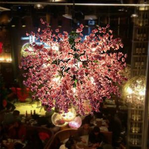 Lampade a sospensione Simulazione romantica Cherry Blossom Restaurant Light Theme Music Bar Milk Tea Shop Lampadario decorativo decorativo