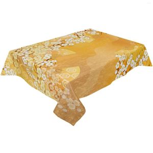 Table Cloth Plum Blossom Texture Wave Fan Waterproof Tablecloth Rectangular Dining Coffee Mat For Kitchen Living Room