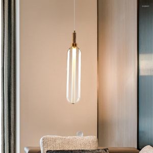 Pendant Lamps Nordic Post-modern Minimalist Restaurant Bar Chandelier Personality Creative Glass Bedroom Bedside