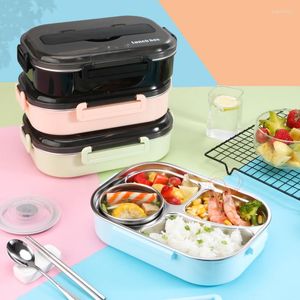 Dinnerware Sets 1300ml Stainless Steel 304 Lunch Box With Soup Bowl Leak-Proof Bento Set Microwave Adult Student Container