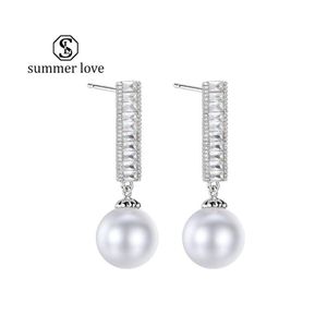 Ear Cuff Elegence Cubic Zirconia Teardrop Wedding Earrings 925 Sterling Sier Needle Pearl For Women Brides Jewelryz Drop Delivery Jew Dh8q4