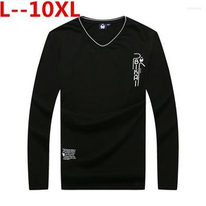 Men's T Shirts Big 10XL 8XL 6XL 5XL Casual T-shirts Men Long Sleeve Patchwork Design Streetwear Trend V-neck Plus Size Tshirt Mens Clothing