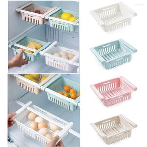 Scatole portaoggetti Scatola per alimenti per frutta da cucina Plastica trasparente Organizzatore per frigorifero Scivolare sotto il ripiano Cassetto Porta cremagliera Frigorifero