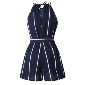 Women's Jumpsuits & Rompers Women Stripe Printing Off Shoulder Sleeveless Jumpsuit Playsuit Playsu