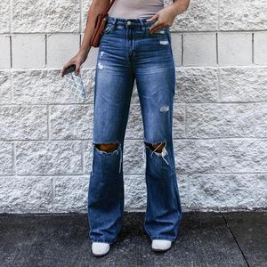 Jeans femininos em jeans para mulheres mais tamanhos clássicos bolsos de cintura média calça reta calça as calças vintage adolescente