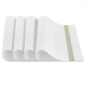 Tapetes de mesa placemat resistente ao calor da sala de jantar à prova d'água e à prova de óleo 4 (branco)