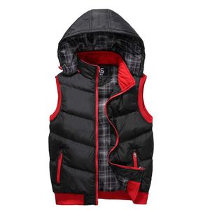 Gilet da uomo Inverno Uomo Cappotto con cappuccio Cappello rimovibile Caldo senza maniche Taglia M-5XL Gilet casual di alta qualità Giacca Coppia LargeMen's