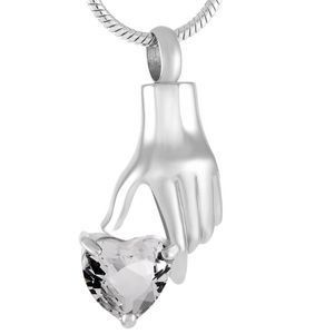 Pendant Necklaces Hands Hold Heart Cremation Urn Necklace Women Charm Unique Design Stainless Steel Memorial Jewelry