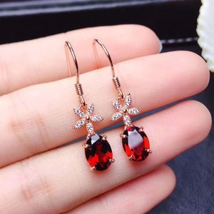 Dangle Earrings Red Crystal Faceted Oval Flower Creative Light Luxury Noble Charm Women Rose Gold Jewelry & Chandelier