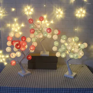 テーブルランプLEDデスク装飾ランプUSB /バッテリー駆動のコットンスレッドボールシェイプベッドサイドベッドルームルーム照明