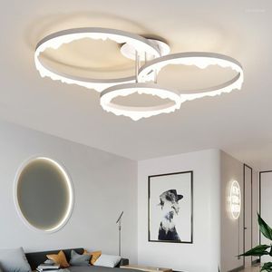 Żyrandole nowoczesne minimalistyczne led w salonie sypialnia badanie lampy sufitowej w kształcie pierścienia biała dom domowe oświetlenie lampy dekoracje