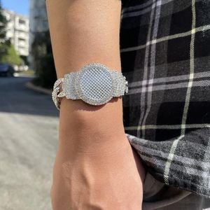 Braccialetti con ciondoli Luxury Hip Hop Fashion 37mm Uomo Cuban Chain Watch Bracciale Donna pieno di diamanti Iced Out Rock Rap JewelryCharm