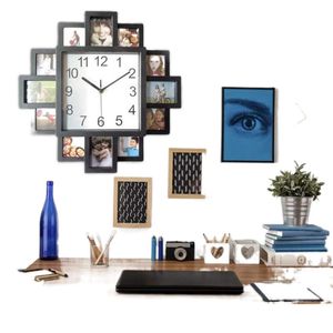 Orologi da parete 16 pollici Pos Clock Po Frame per Pograph Multi Aperture Collage Picture Display con 12 immagini disponibili