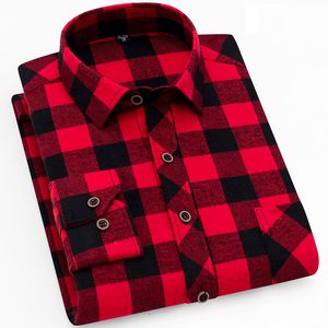 Mens Casual Shirts Fall Smart Casual Mens Flannel Plaid Shirt Brand Male Business Office Long Sleeve Shirt High Quality Clothes 230114