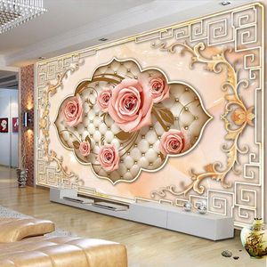 Wallpapers Custom Self-adhesive Mural Wallpaper 3D Soft Bag Rose Flower Living Room Sofa TV Background Wall Painting Po Paper Decor