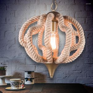 Pendant Lamps American Country Cafe Lights Creative Art RETRO Iron Lantern Rope Ball Bar Restaurant ZA