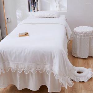 Bedding Sets Luxuty Lace 4pcs Beauty Salon Massage Spa Use Embroidery Duvet Cover Bed Skirt Quilt Linen With Insert