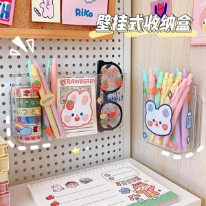 Storage Boxes Ins Transparent Desktop Box Cosmetic Student Dormitory Cute Pen Holder Bathroom Creative Free Punch Wall Hanging Rack