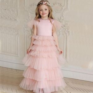 Kız Elbise Çiçek Mürettebat Boyun Üst Dantel Prenses Prom Elbise Kelebek Kat Uzunluk Düğün Partisi Gowns için
