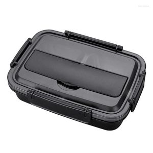 Set di stoviglie Lunch Box Bento Griglia per piastra isolante portatile separata in acciaio inossidabile con posate